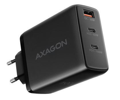 Ładowarka i akumulator Axagon ACU-DPQ100 GaN PPS QC4 PD3.0 100W 2xUSB-C 1xUSB-A